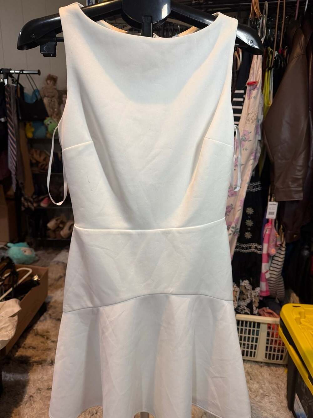 Alexia Admor White Sleeveless Drop Waist Fit & Flare Mini Dress Size S